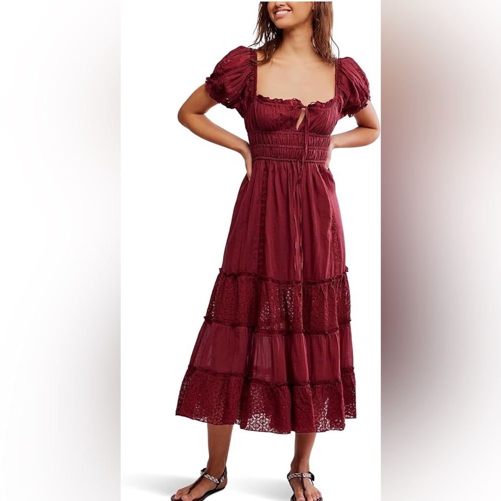 FREE PEOPLE falling sun midi dress M